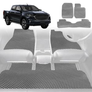 6D Diamond Car Floor Mats for Mazda BT-50 Dual Cab 2011-2020-Full Set-Grey-Outback GT