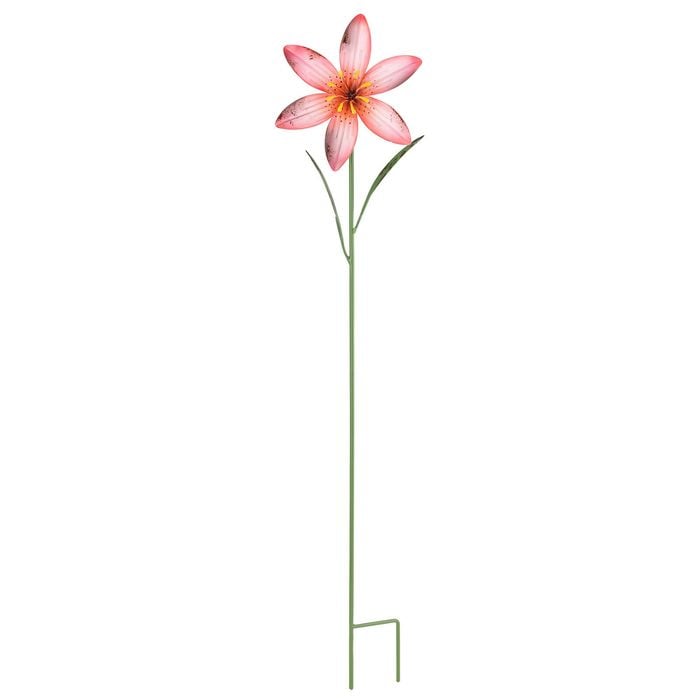 17 x 83cm Pink Metal Lily Decorative Garden Stake