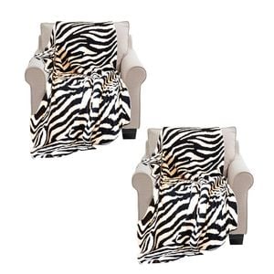 SOGA 2X 130x170cm Black and White Soft Zebra Print Throw Blanket