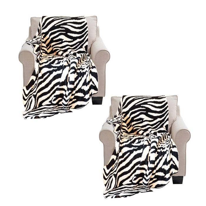 SOGA 2X 130x170cm Black and White Soft Zebra Print Throw Blanket
