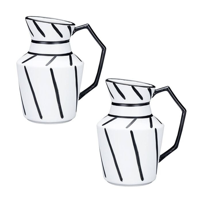 SOGA 2X 23.5x19.5cm Striped Ceramic Pitcher Vase