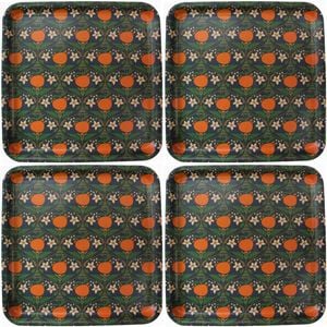 4PK LVD Melamine/Bamboo Tray Square Orange Blossom 33x33cm