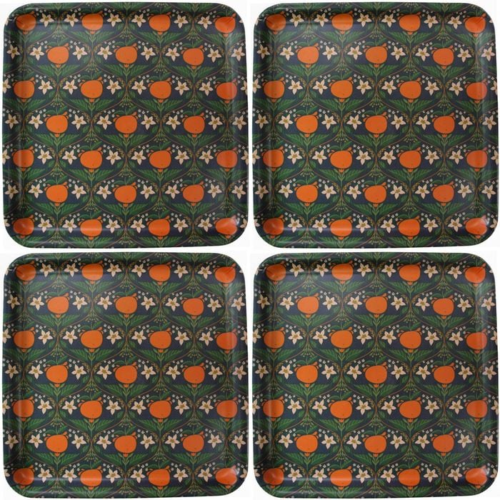 4PK LVD Melamine/Bamboo Tray Square Orange Blossom 33x33cm