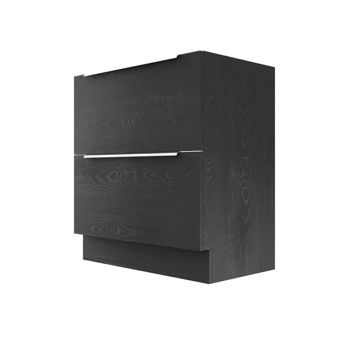 Stein 900 x 450 x 810mm Black Select Floor Standing with Silver Integrated Handle Vanity - Cabinet Only 