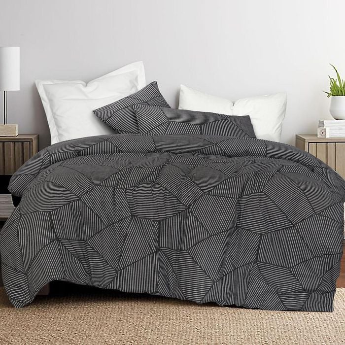 Amsons Pure Cotton Super King Quilt Cover Set - Ariana Carbon