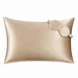 Anypillow Pillowcase 50x90cm Gold Set with Eye Mask Natural Mulberry Silk