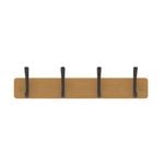 Mode Perma Products 4 Black Hooks Bamboo Board Hat & Coat Rack