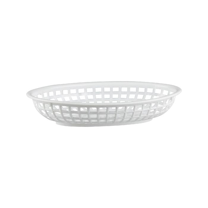 Plastic Oval Bread Baskets Small 24 x 15cm Set of 12 White