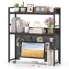 Costway Desktop Bookshelf W/pegboard & Adjustable Feet Space-saving Brown