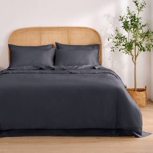 Dreamaker 1500TC Cotton Rich Sateen Quilt Cover Set Charcoal King Single Bed