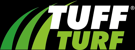 Logo for Tuff Turf in black with Green and white