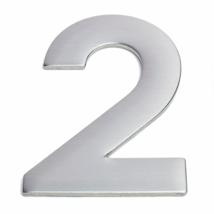 Sandleford 75mm Suburban Stainless Steel Self Adhesive House Number 2