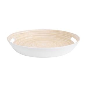 Lvd Round White Bamboo Serving Tray Home Kitchen Decor 35x35x5cm
