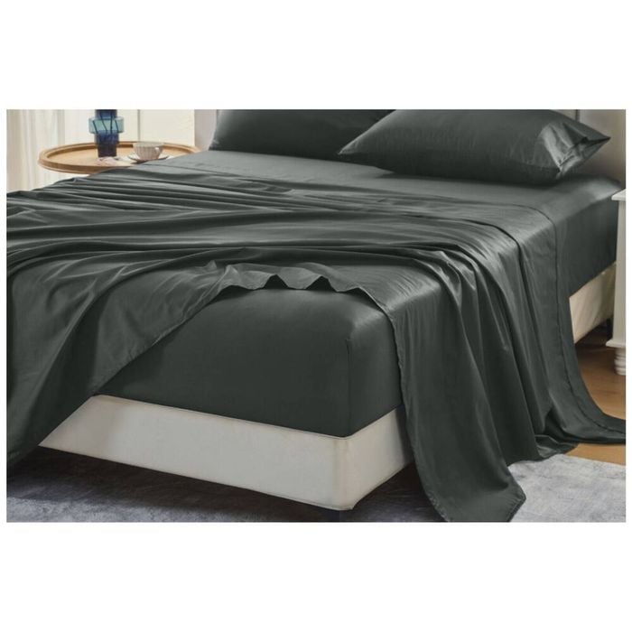 Grosvenor House 500TC Egyptian Cotton Flat Bed Sheet Only Double Charcoal