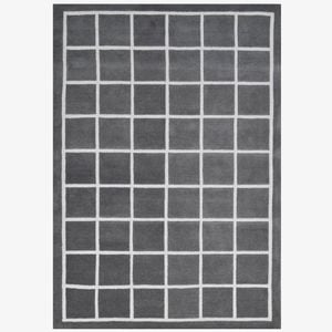Checker Wool Rug-Box 6422-Grey/Ivory-190x280cm