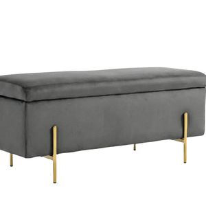 Molto Velvet Ottoman Bench with Storage - Light Grey