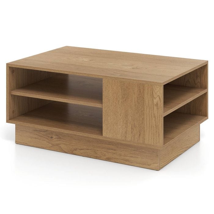 Costway Coffee Table Center Storage Shelf Natural