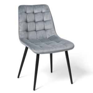 Loma Dining Chair In Grey Velvet Seatpad And Black Metal Powdercoated Legs