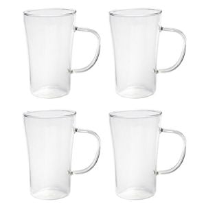 4pc Coffee Culture Luca 330ml Glass Single Wall Hot/Cold Drink Mug Set Clear