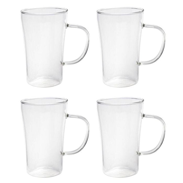 4pc Coffee Culture Luca 330ml Glass Single Wall Hot/Cold Drink Mug Set Clear