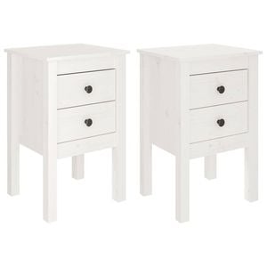 vidaXL 2x Bedside Cabinets White Nightstand Side Table Storage