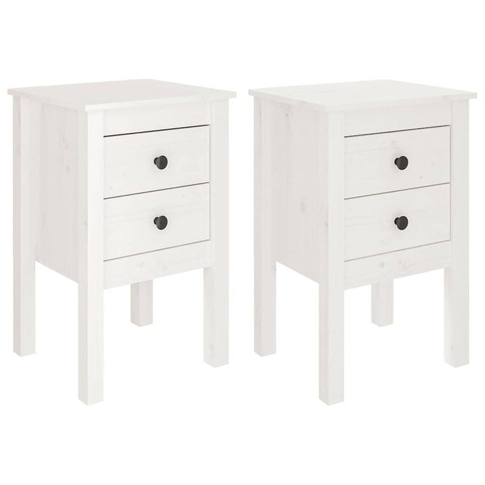 vidaXL 2x Bedside Cabinets White Nightstand Side Table Storage