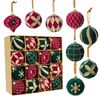 Catzon 16 Pcs Velvet Flocked Christmas Balls 8CM Shatterproof Ornaments for Xmas Tree-Red Green