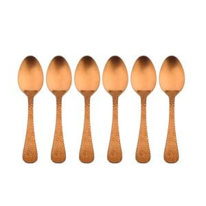 6pc Coffee Culture Satin Copper Stainless Steel Tea Spoon Set Reusable 13.5cm