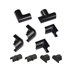 D-Line 9 Piece 30 x 15mm Black Bends Connectors Endcap Cable Cover Accessories