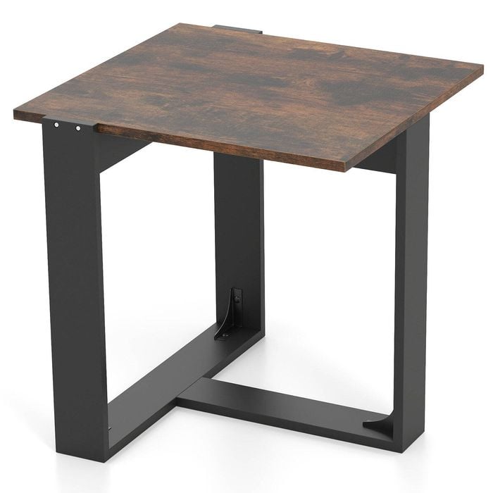 Costway End Table Industrial Sofa Side Table Square Nightstand Bedroom
