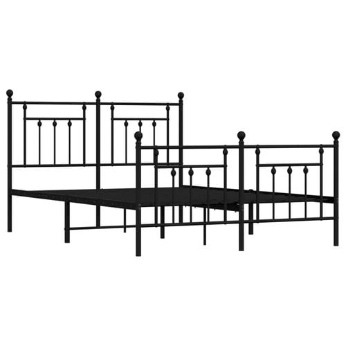 vidaXL Bed Frame Queen Bed with Headboard and Footboard Metal Black