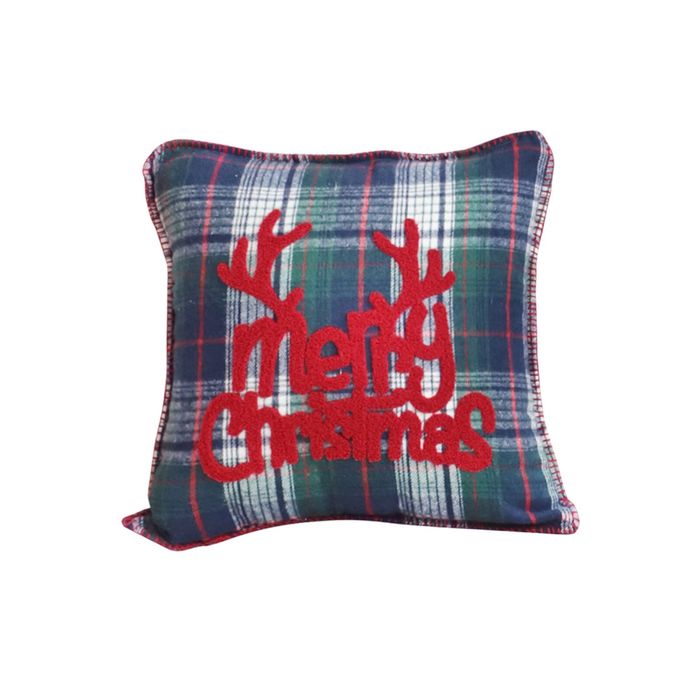 SOGA Multicolor Christmas Plaid Antler Throw Pillow 45cm