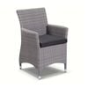 Bay Gallery Furnitire Roman Dining Arm Chair Brushed Grey & Denim Grey Cushions