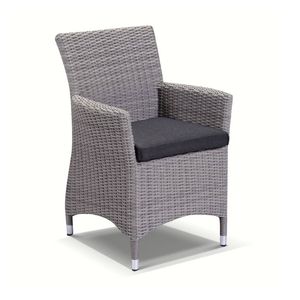 Bay Gallery Furnitire Roman Dining Arm Chair Brushed Grey & Denim Grey Cushions