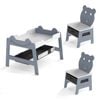 Costway Kid Table Chairs Set Wooden Activity Chalkboard Whiteboard Grey
