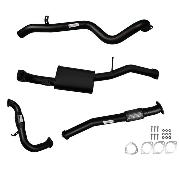Ignite Exhausts Turbo Back For Nissan Gu Patrol 3l Leaf Spring Ute 3" Cat & Muffler Black Aluminised Steel