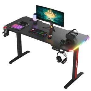 Advwin Electric Standing Desk Gaming Desk RGB LED Height Adjustable Black 140cm
