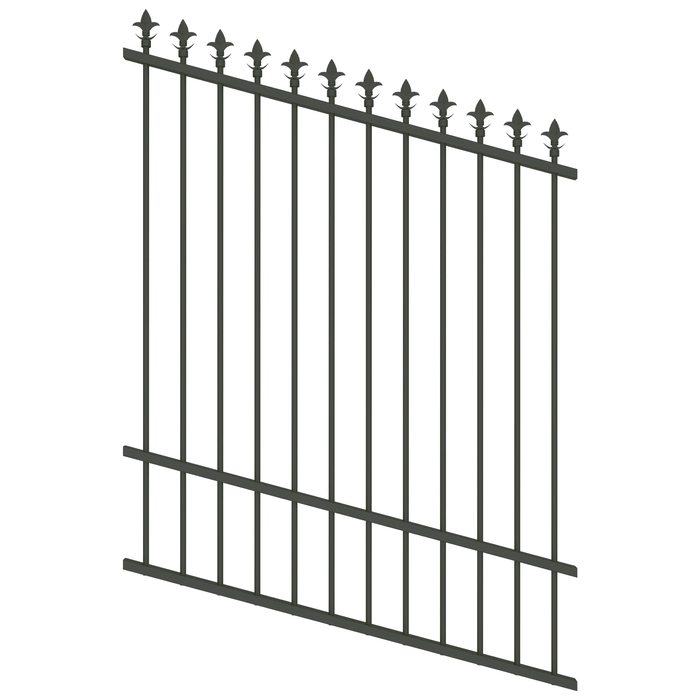 ProtectorAl 0350-1200W x 1500H Woodland Grey Spear Top Pool Fence Panel Raked Up to 15º