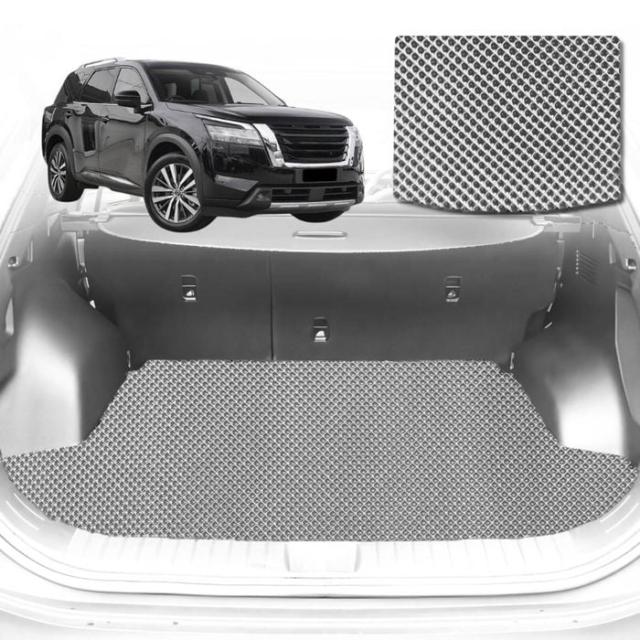 6D Diamond Car Boot Mat for Nissan Pathfinder 8 seater (R53)2022-Current-3rd Row seats up/8 seater-Cargo Mat-Grey-Outback GT