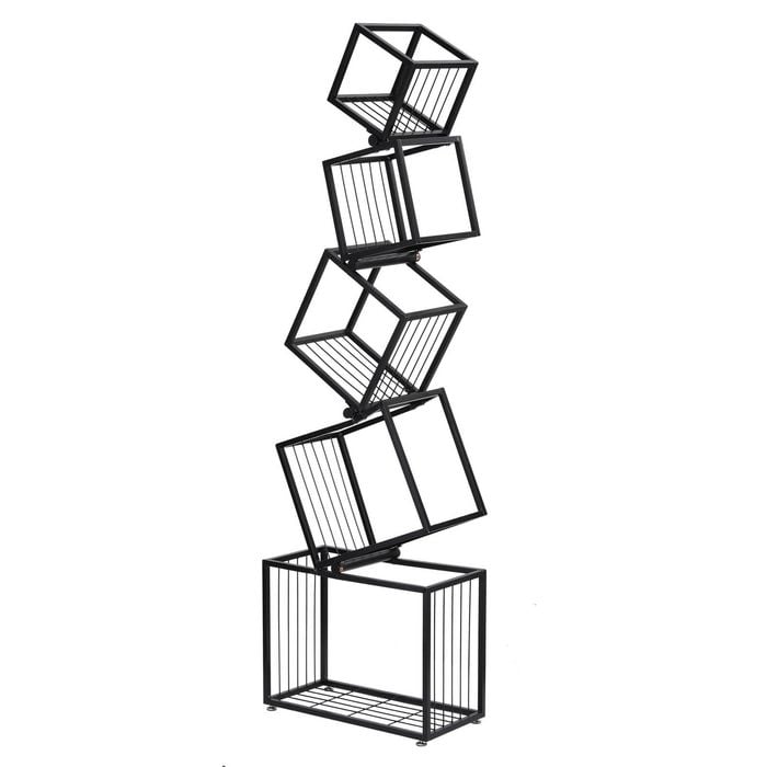 Artiss 5-tier Bookshelf Metal Geometric Display Shelf Storage Organizer Black