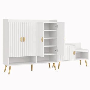 Artiss Shoe Cabinet Bench Set Adjustable Shelf Hallway Living Room White