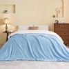 LINENOVA Sherpa Flannelette Blanket Luxury Soft Warm Blanket Queen Size - Blue