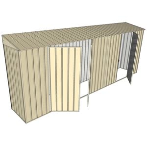 Build-a-Shed 0.8 x 5.2 x 2m Skillion Shed with Double and Single Hinged Side Doors - Cream