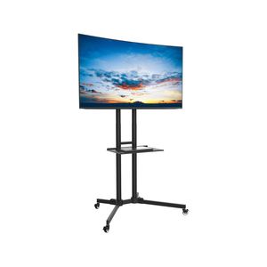 Advwin Mobile Tv Stand Tv Cart With Laptop Shelf And Wheels For 32"-65" Adjustable Height