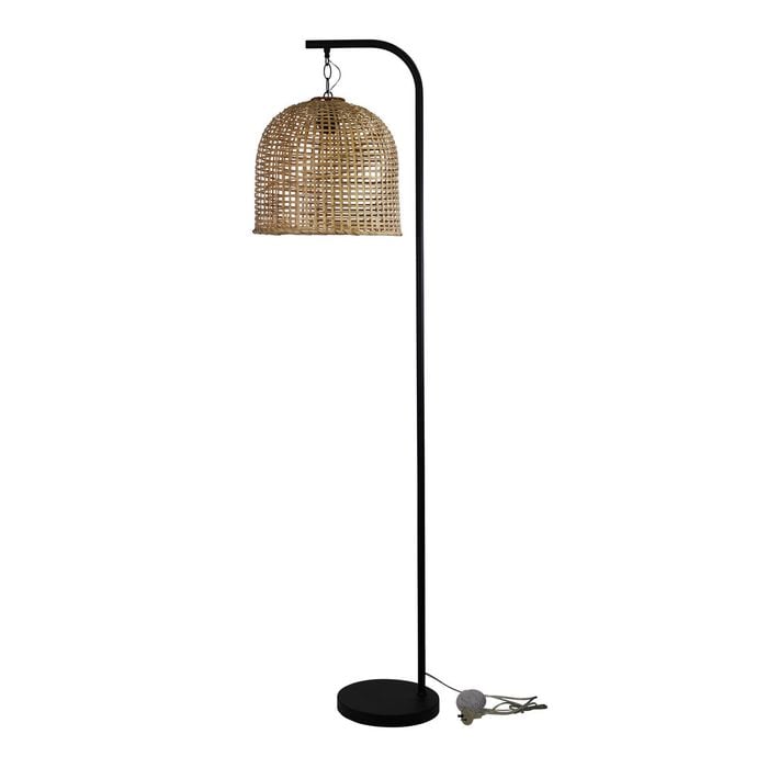 Oriel Lighting Jess Floor Lamp With Black Base And Batur Shade