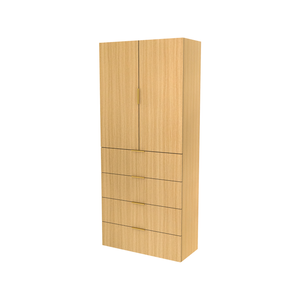 Lugna 2048 x 900 x 580mm Sand 3 Shelf 4 Drawers Double Door Storage Cabinet