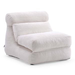 Bellos Living Corduroy Lounge Chair Single Sofa Bed in White