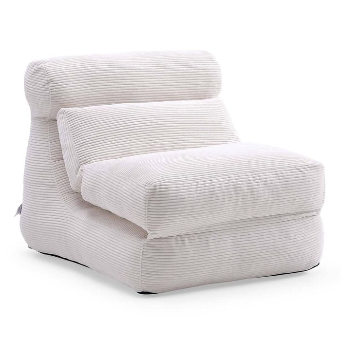 Bellos Living Corduroy Lounge Chair Single Sofa Bed in White