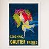 Galrie Vintage French Cognac Gautier Advertising Poster- Timeless Elegance for Your Home, White Frame, A4 21 x 30cm (8 x 12inch)