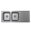 Mondella Cadenza 1180mm Left Hand Double Bowl Sink with Drainer